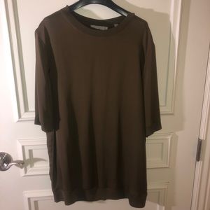 Vince short sleeve silk top tshirt khaki green